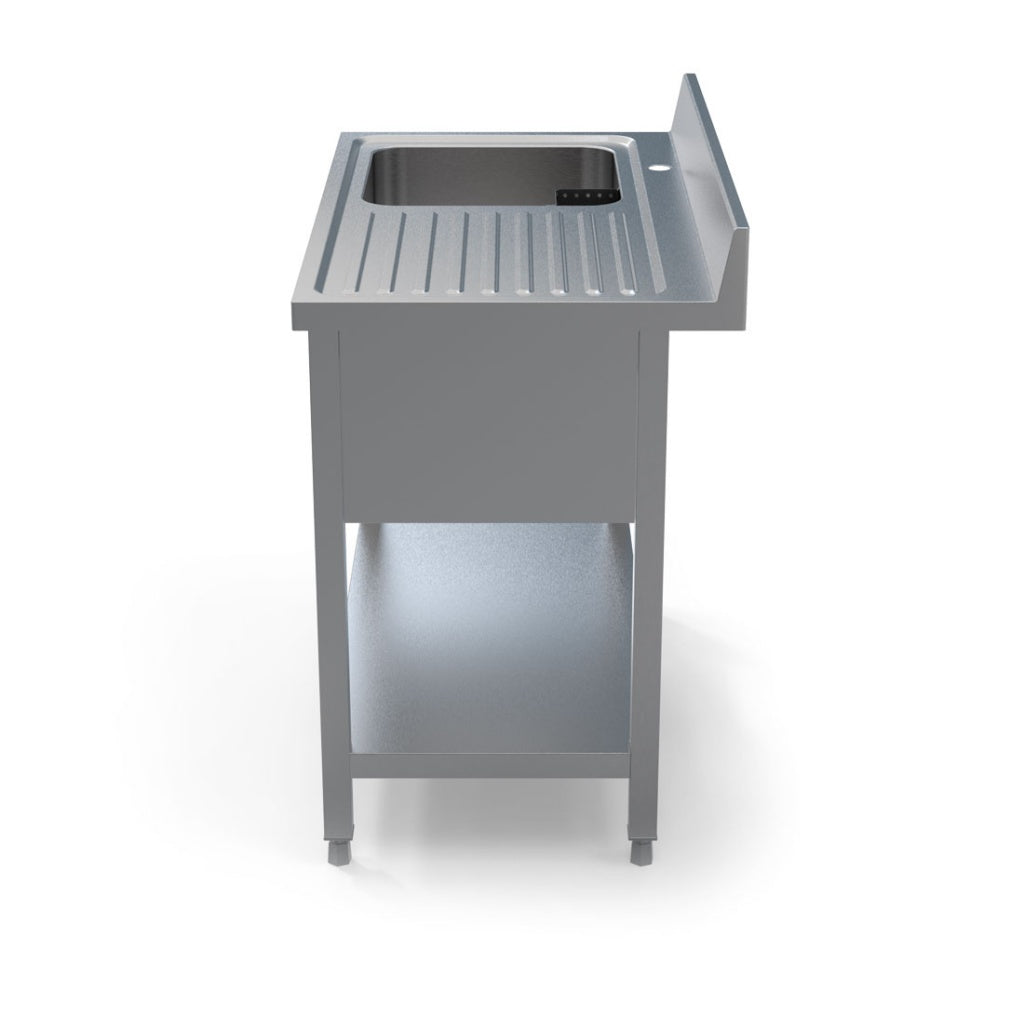 1M COMMERCIAL STAINLESS STEEL RHD SINGLE BOWL SINK - 600MM DEEP