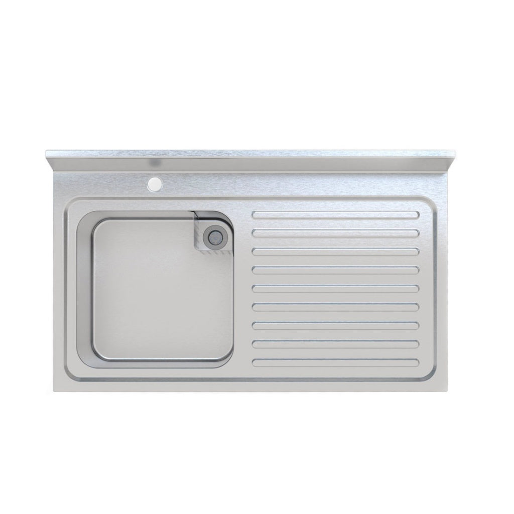 1M COMMERCIAL STAINLESS STEEL RHD SINGLE BOWL SINK - 600MM DEEP