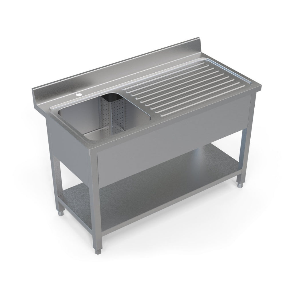 1.2M COMMERCIAL STAINLESS STEEL RHD SINGLE BOWL SINK - 600MM DEEP