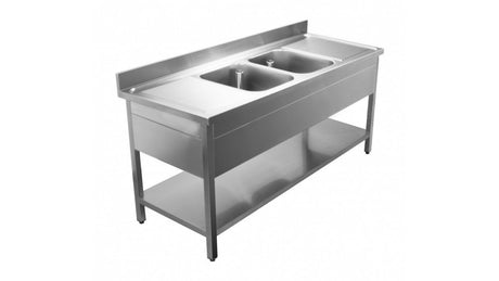 Combisteel 700 Stainless Steel Double Middle Bowl Sink Flat Pack 2000mm Wide - 7452.0455