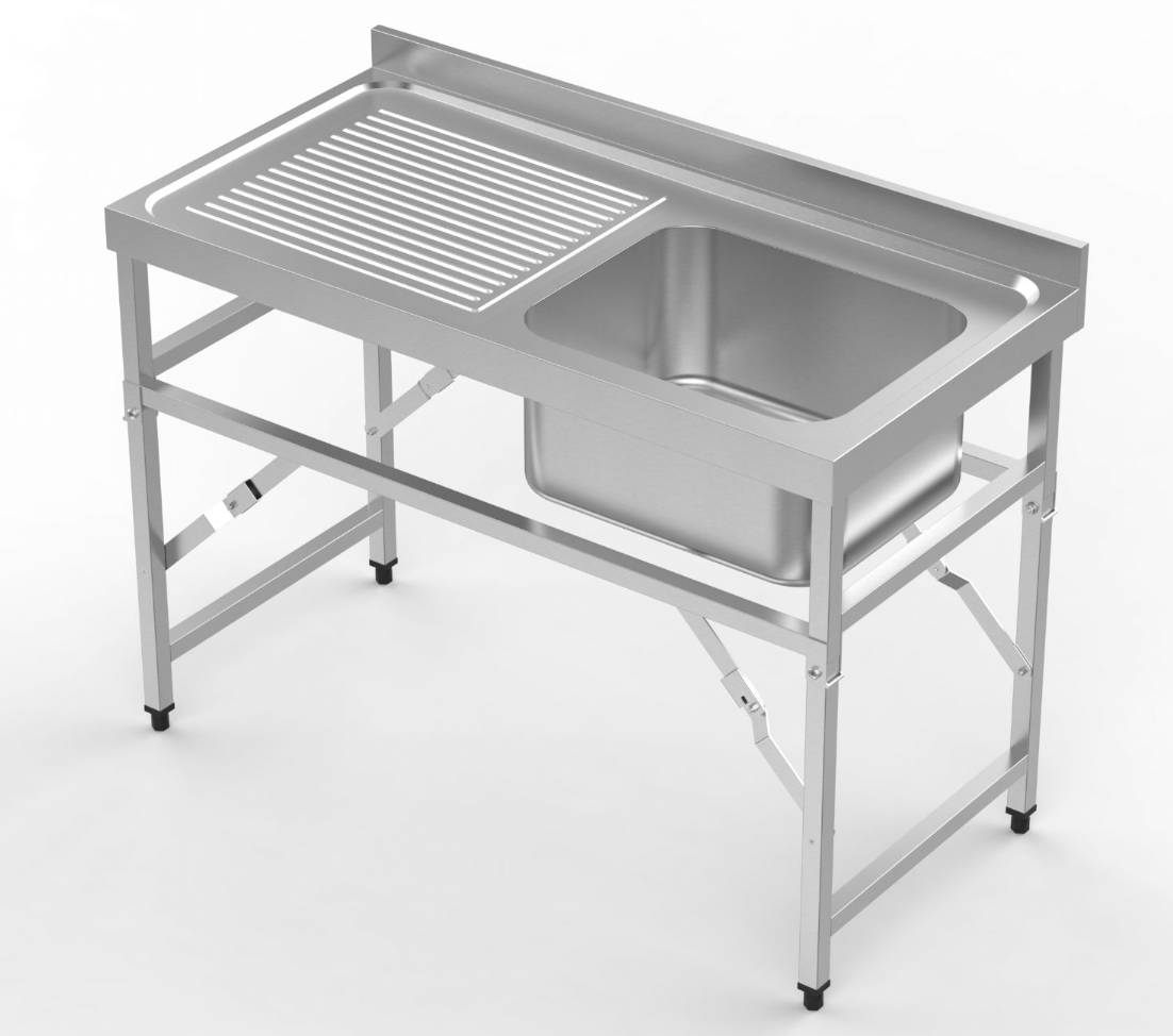 Combisteel Fold Down Mobile Stainless Steel Single Bowl Sink - 7490.0275