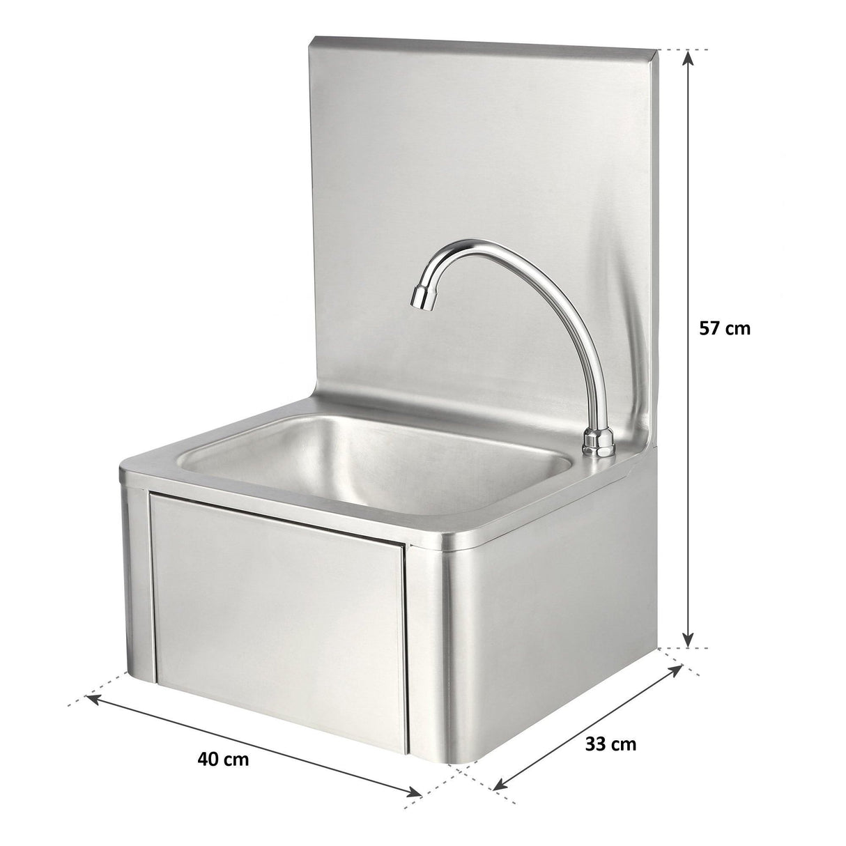 Empire Stainless Steel Wall Mounted Knee Operated Sink & Splashback - EMP-WB002