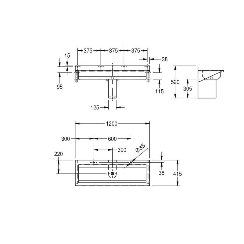 Franke Sissons Saturn Washtrough Sink 1200mm - CN728
