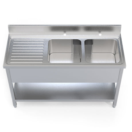 1.4M COMMERCIAL STAINLESS STEEL LHD DOUBLE BOWL SINK - 600 Series