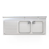 1.4M COMMERCIAL STAINLESS STEEL LHD DOUBLE BOWL SINK - 600 Series