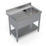 1M COMMERCIAL STAINLESS STEEL LHD SINGLE BOWL SINK - 600MM DEEP