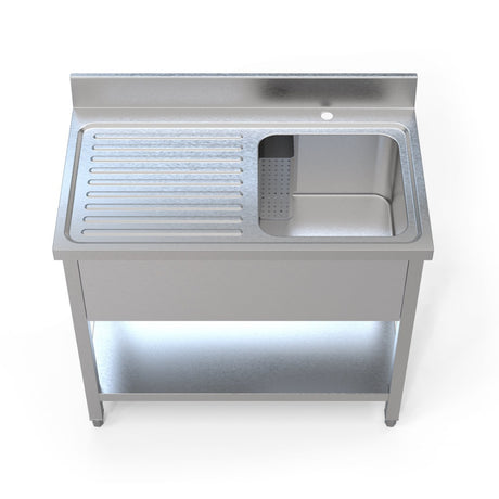 1M COMMERCIAL STAINLESS STEEL LHD SINGLE BOWL SINK - 600MM DEEP