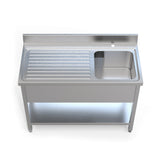 1.2M COMMERCIAL STAINLESS STEEL LHD SINGLE BOWL SINK - 600MM DEEP