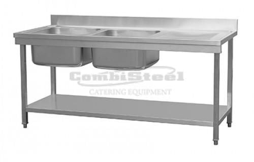 Combisteel 700 Stainless Steel Double Left Bowl Sink Flat Pack 1800mm Wide - 7455.0220