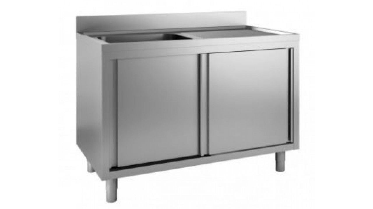 Combisteel 700 Stainless Steel Single Left Bowl Sink With Sliding Doors 1200mm Wide - 7408.0072