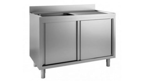 Combisteel 700 Stainless Steel Single Left Bowl Sink With Sliding Doors 1200mm Wide - 7408.0072