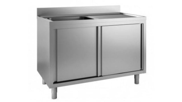 Combisteel 700 Stainless Steel Single Left Bowl Sink With Sliding Doors 1400mm Wide - 7408.0074