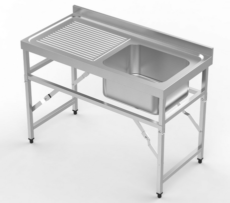 Combisteel Fold Down Mobile Stainless Steel Single Bowl Sink - 7490.0275