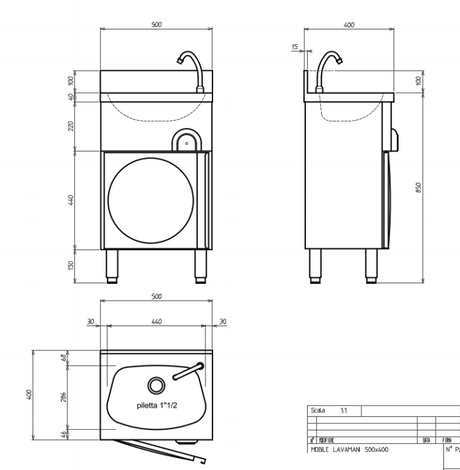 Combisteel Knee Operated Sink With Pedestal Cupboard - 7013.0780