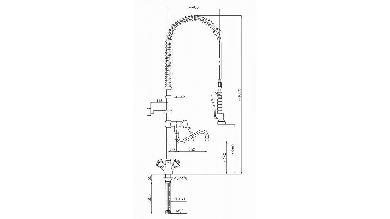 Combisteel Pre Rinse Spray With Elbow Tap - 7212.0035