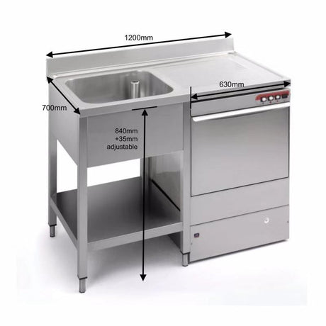 Empire Single Bowl Dishwasher Sink Right Hand Drain 1200mm - EMP-SSSBDWRD-1200