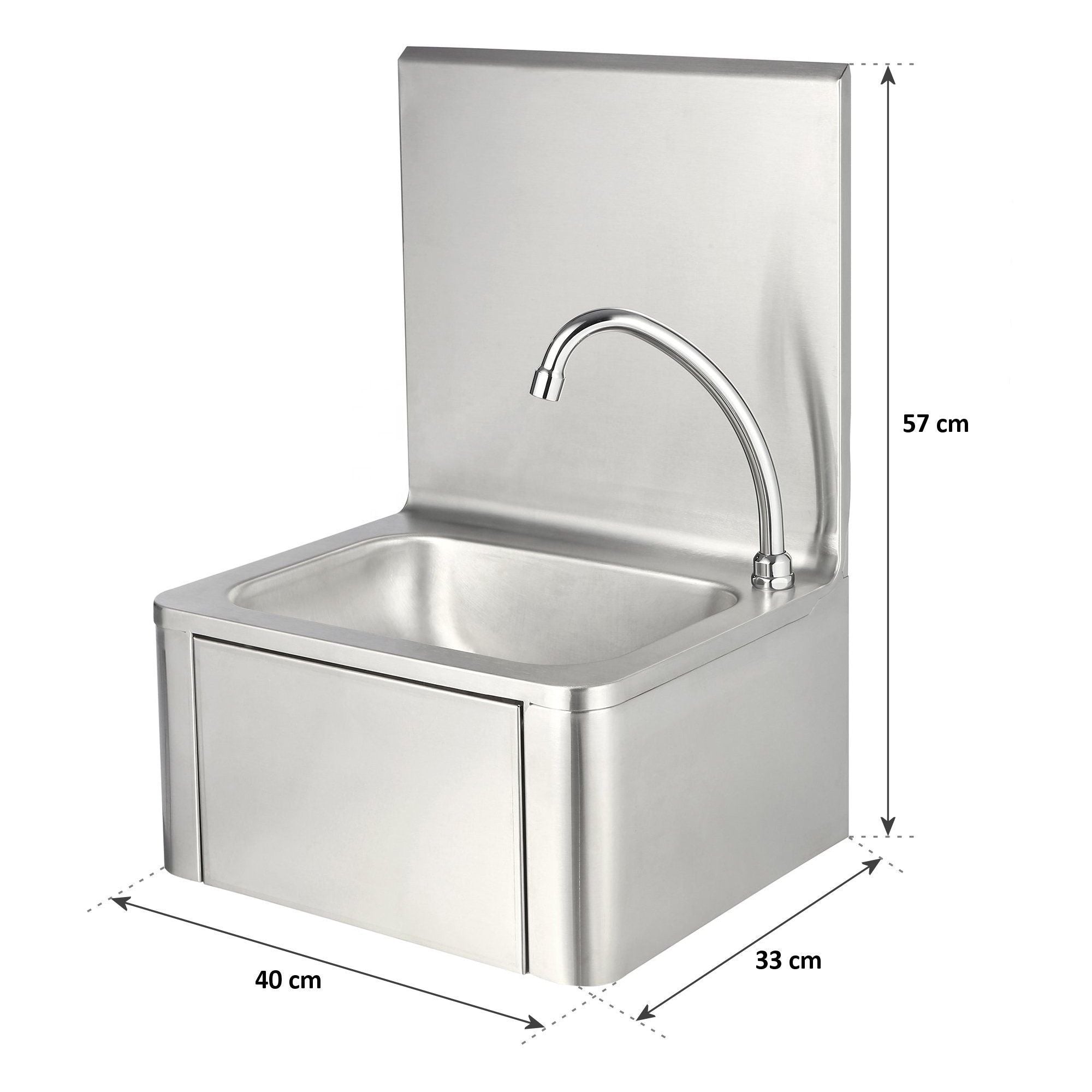 Empire Stainless Steel Wall Mounted Knee Operated Sink & Splashback - EMP-WB002