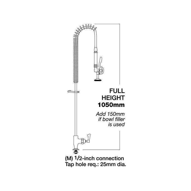 Mechline AquaJet AJPR10-ST-BF0-S Deck Mounted Pre-Rinse Spray