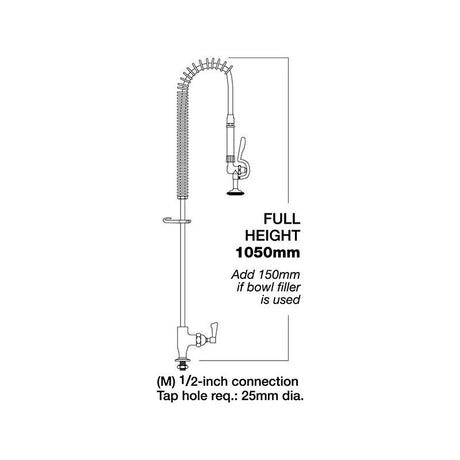 Mechline AquaJet AJPR10-ST-BF0-S Deck Mounted Pre-Rinse Spray