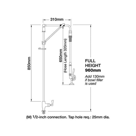 Mechline AquaJet Deck Mounted Pre-Rinse Spray - AJPR10-HM-BF0-S