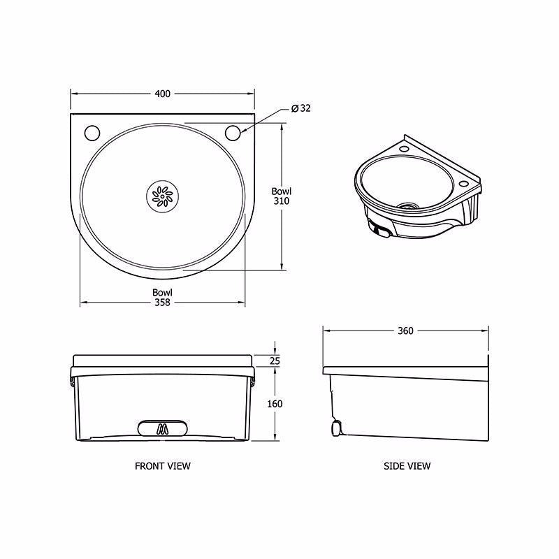 Mechline BasiX BSX-400-TX-BD Hand Wash Station With A Pair Of AquaTechnix Dome Taps