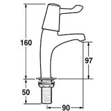 Mechline CaterTap 1/2 Inch Sink Taps With 3 Inch Levers - WRCT-500SL3