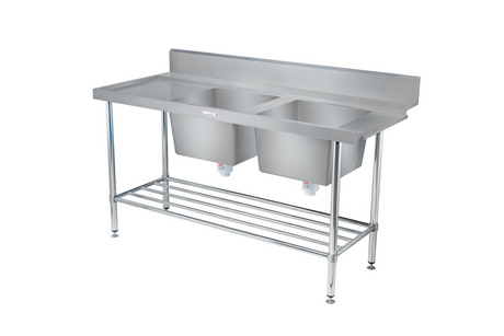 Simply Stainless Dishwash Table & Double Bowl Sink - SS091650DBL