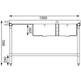 Vogue Stainless Steel Sink Double Bowl Left Hand Drainer 1500mm - U906