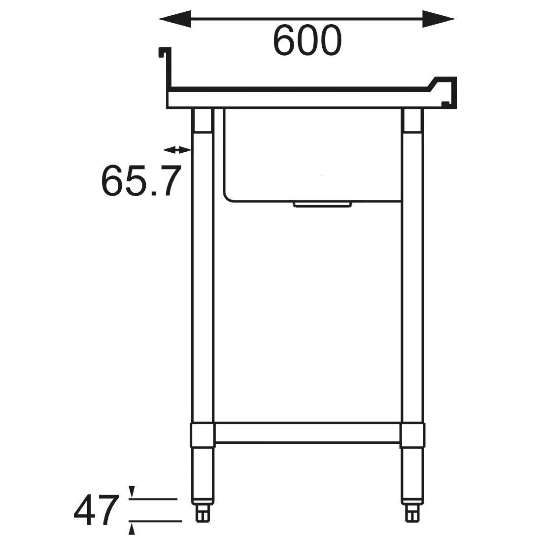 Vogue Stainless Steel Sink Double Bowl Left Hand Drainer 1500mm - U906