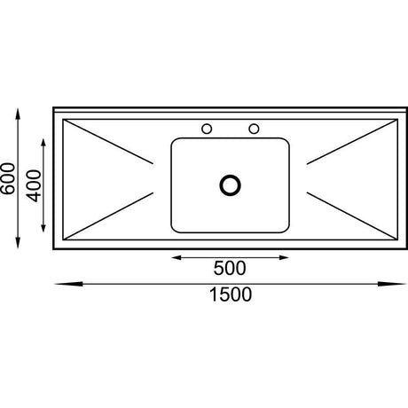 Vogue Stainless Steel Sink Double Drainer 1500mm - U907